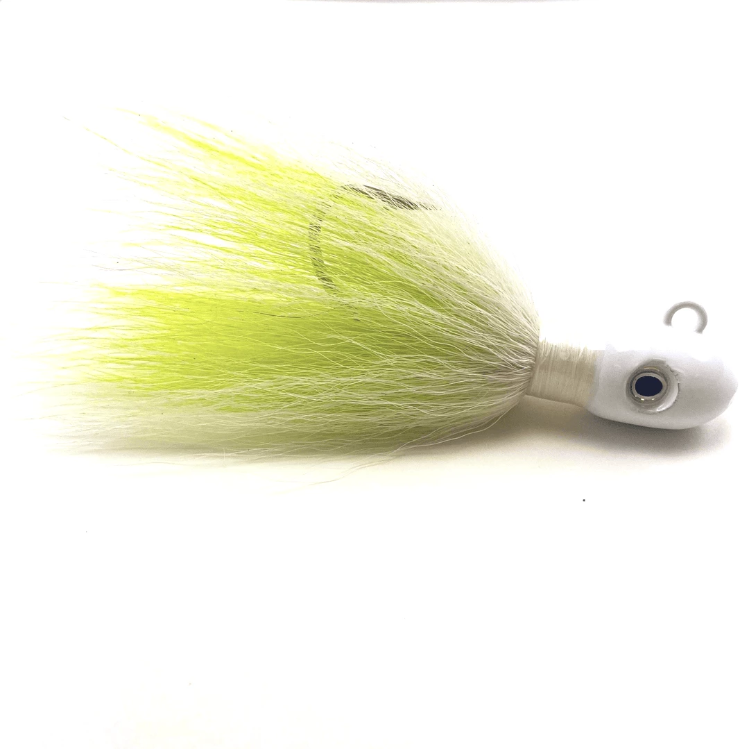 Jecks Bucktails Jig - Chartreuse/White Jigs 3 Jecks Bucktails Jig - Chartreuse/White Jigs