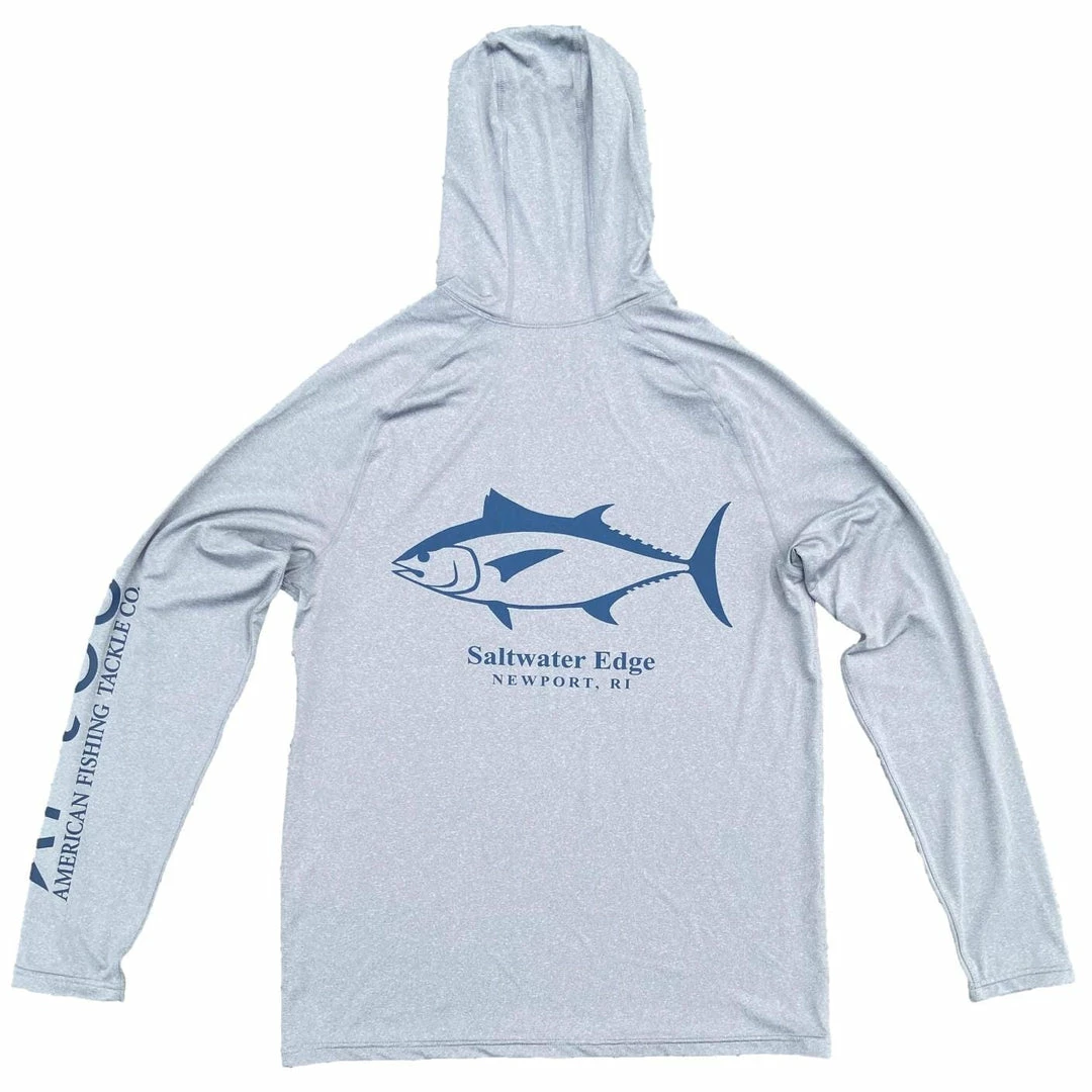 The Saltwater Edge SWE Bluefin Stencil Long Sleeve Performance Hoodie - By Aftco 3 The Saltwater Edge SWE Bluefin Stencil Long Sleeve Performance Hoodie - By Aftco