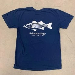 The Saltwater Edge SWE Striped Bass Short Sleeve Navy